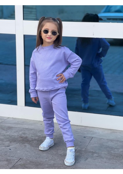 Kız Çocuk Alt Üst Kışlık Takım Uzun Kollu Sweat ve Pantolon 2 Li Takım Kreş Anaokul Ilkokul