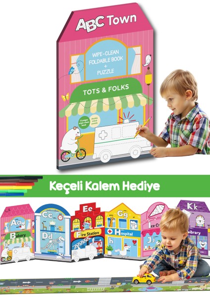 Abc Town İlk Kelimelerim Yaz Sil Eğitici Kitap Puzzle Oyun Seti Alphabet Street