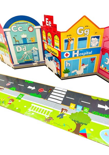 Abc Town İlk Kelimelerim Yaz Sil Eğitici Kitap Puzzle Oyun Seti Alphabet Street
