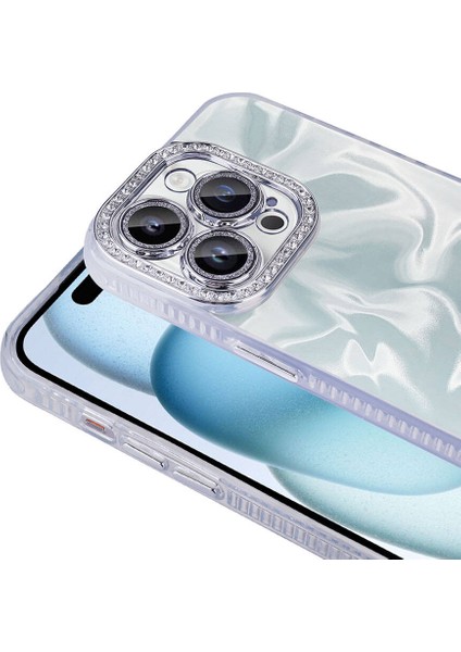 BBS Teknoloji Grup iPhone 14 Pro Kılıf Airbagli Parlak Taş Detay Tasarımlı Zore Esila Kapak-Pembe