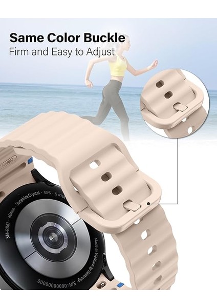 Samsung Galaxy Watch 4 5 6 7 Fe 40 40 44 Classic 42 43 46 47 mm Kordon Dekoratif Örgü Çizgili Spor Silikon Kayış fırsatları