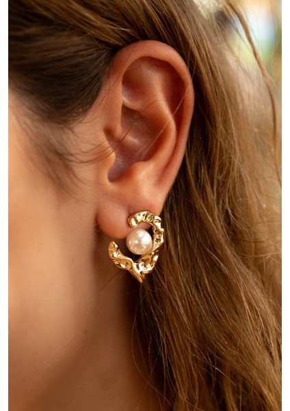 VIP Gold Ezme İncili Küpe (Çift)