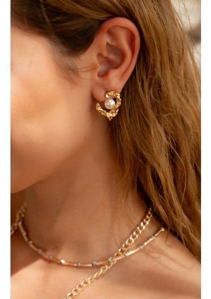 VIP Gold Ezme İncili Küpe (Çift) modelleri