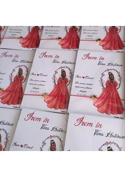 Kişiye Özel Kart Tasarımlı Yıldız Şans Bilekliği (Söz,nişan,kına,nikah,düğün..)Hediyeliği 24 Adet