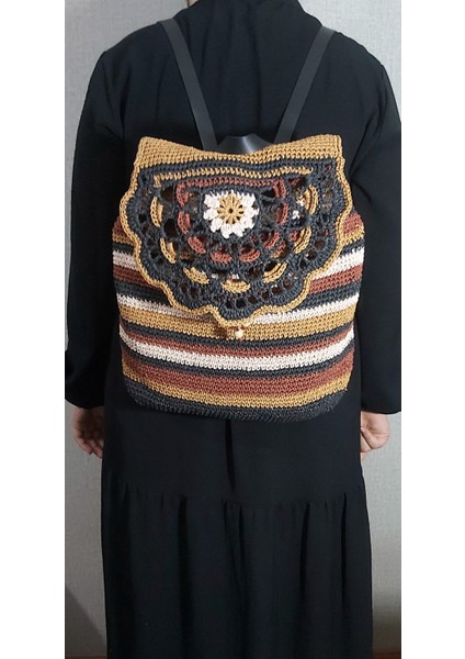 Çok Renkli, Çok Şık El Örgüsü, Hand Made, El Işçiliği ,kağıt Ip , Süper Kalitelisırt Çantası