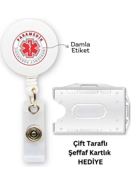 Paramedik Damla Etiket Yoyo Yaka Kartlığı Yatay Dikey Kart Koruyucu