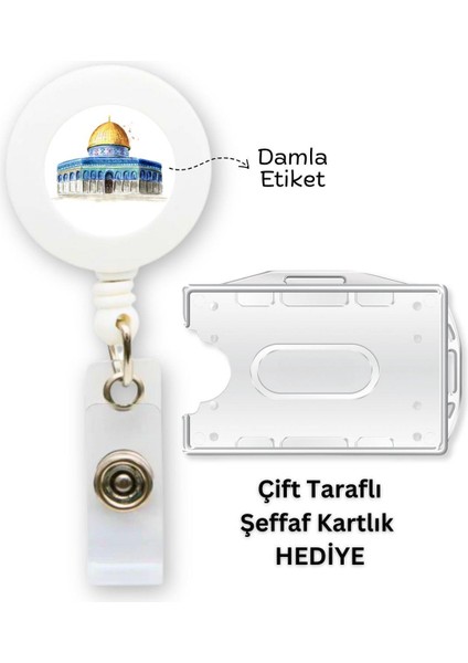 Mescidi Aksa Damla Etiket Yoyo Yaka Kartlığı Yatay Dikey Kart Koruyucu
