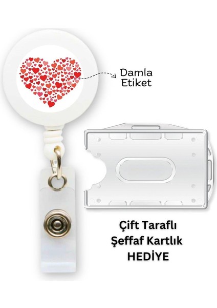 Kalp Yoyo Yaka Kartlığı Yatay Dikey Kart Koruyucu