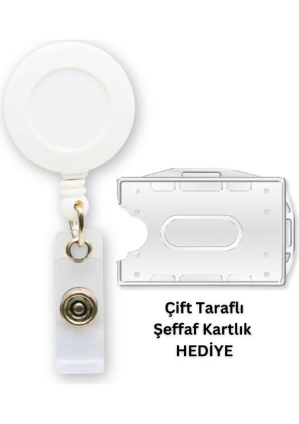 Beyaz Yoyo Yaka Kartlığı Yatay Dikey Kart Koruyucu