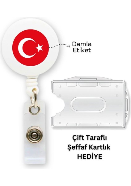 Türk Bayrağı Ay Yıldız Yaka Kartlığı Yatay Dikey Kart Koruyucu