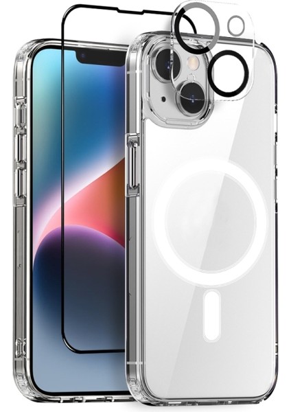 Apple iPhone 13 Kılıf Magsafeli Kılıf Ekran Koruyucu ve Kamera Koruyuculu Set