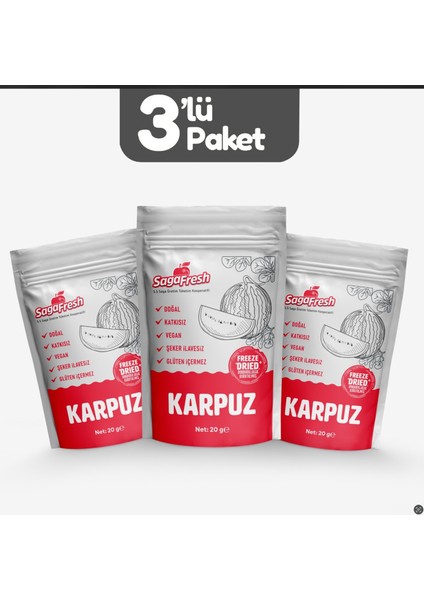 3'lü Dondurularak Kurutulmuş Karpuz Dilimleri 3x20 gr fiyatları