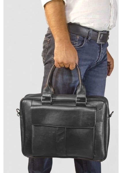 Hakiki Deri Evrak Portföy Laptop Çantası LD499