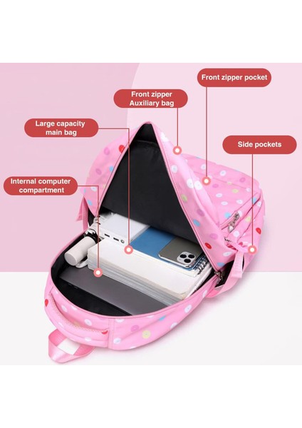 Kız Çocuk 3'lü Okul Çanta Seti Okul Sırt Çantası, Termos Özellikli Beslenme Çantası ve Kalemlik Siyah OSÇ2288 modelleri