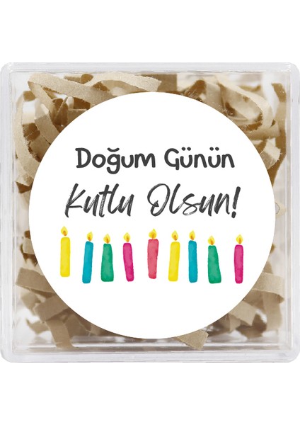 Doğum Günü Temalı Baskılı Yapışkanlı Etiket 4 cm Yuvarlak 24 Adet Model 6