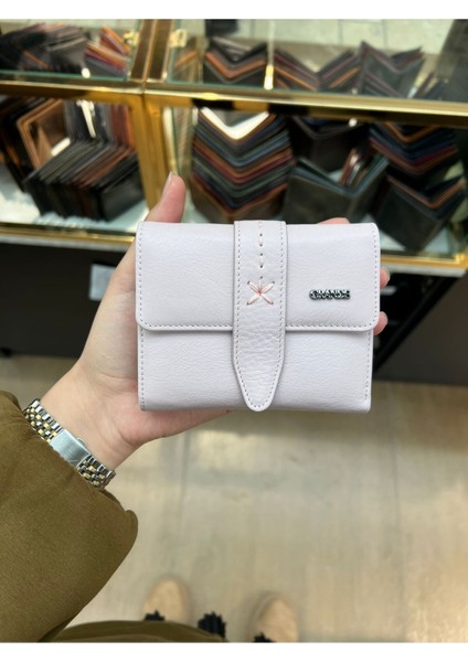 Pudra Grande Hakiki Deri Kadın Cüzdan (2633)