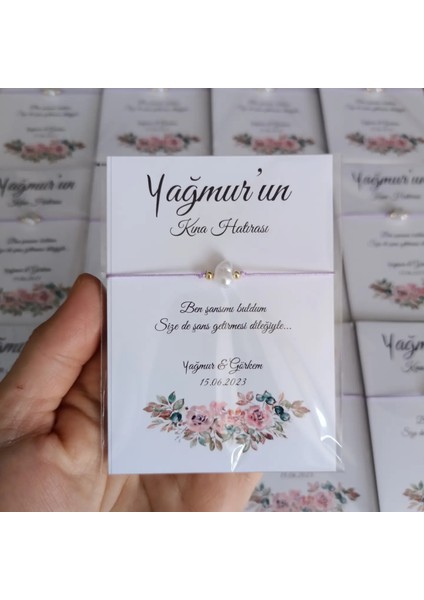 Kişiye Özel Kart Tasarımlı Inci Bileklik Hediyeliği (Söz,nişan,düğün,nikah,doğum,doğumgünü,bekarlığa Veda..) 50 Adet