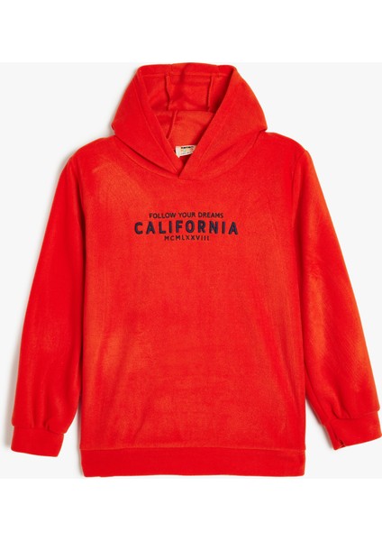 Kapşonlu Sweatshirt Baskılı Uzun Kollu