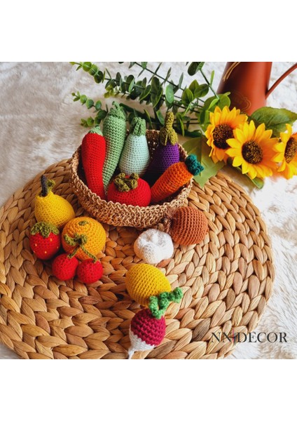 Meyve & Sebze Sepeti - 15 Parça Amigurumi Oyuncak