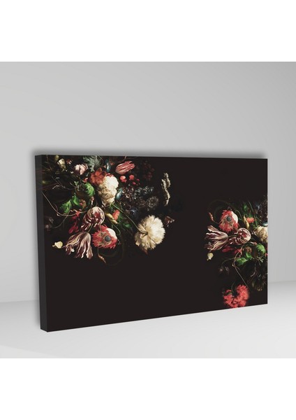 Tekli Yatay Kanvas Duvar Tablosu Siyah Fon Bitki Dizaynı fiyatları