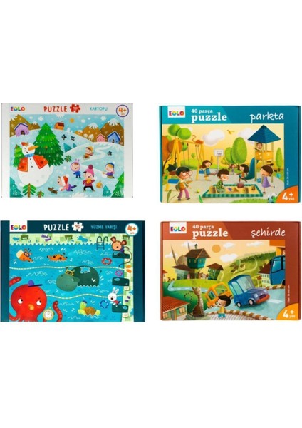 40 Parça Puzzle 4 Lü Set