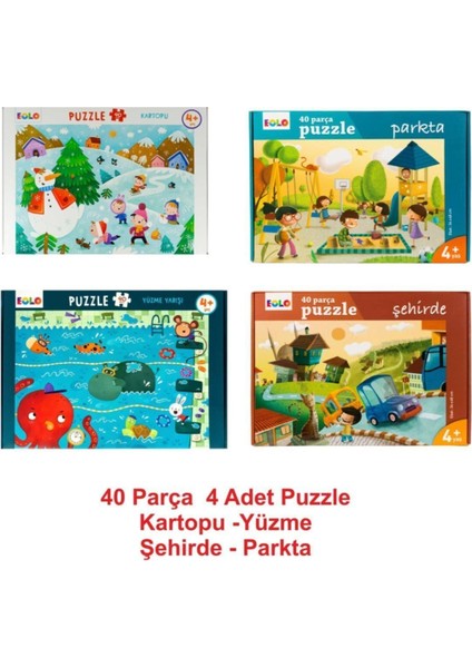 40 Parça Puzzle 4 Lü Set