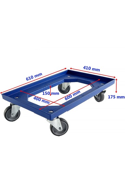 Profesyonel Siyah Taşıma Arabası 2 Teker Frenli 300 kg | 60X40 cm | Döner Tekerli Mekanizma