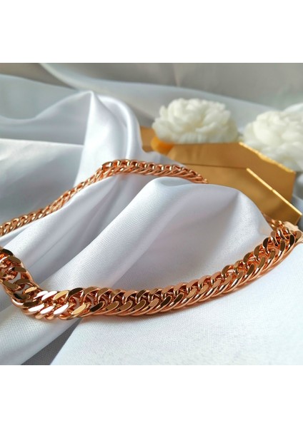 Kadın Vip Çelik Gold-Silver Kalın Zincir Kolye 45CM