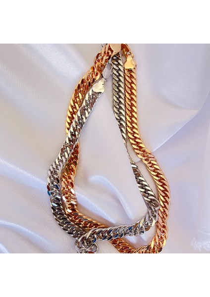Kadın Vip Çelik Gold-Silver Kalın Zincir Kolye 45CM modelleri