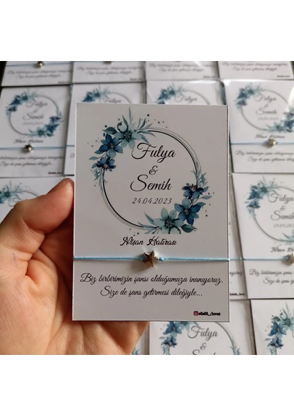 Kişiye Özel Kart Tasarımlı Yıldız Şans Bileklik Hediyeliği (Söz,nişan,düğün,nikah,doğum,doğumgünü,bekarlığa Veda..) 50 Adet