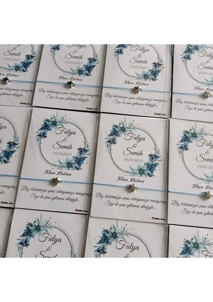 Kişiye Özel Kart Tasarımlı Yıldız Şans Bileklik Hediyeliği (Söz,nişan,düğün,nikah,doğum,doğumgünü,bekarlığa Veda..) 50 Adet modelleri