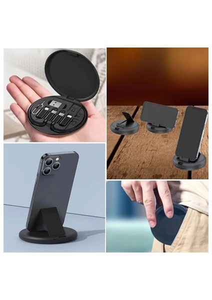 60W Destekli Kablo Kutusu Seyahat Kablo Seti 5'i 1 Arada USB Type-C Şarj Kablosu Seti fırsatları