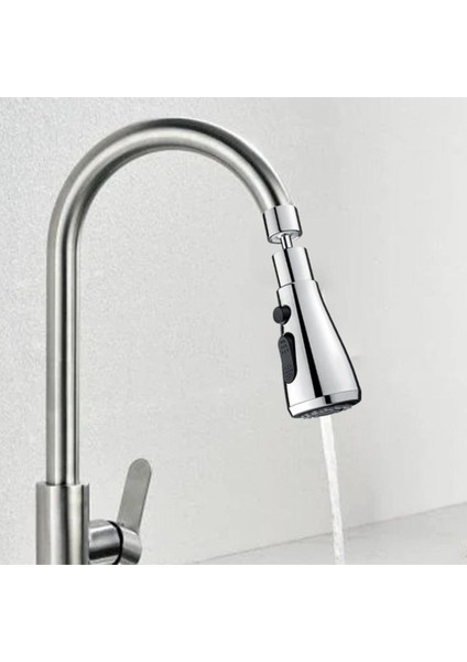 Main Shop 1 Adet Metalik Musluk Başlığı 3 Fonksiyonlu Oynar Başlık - 720° Dönebilen modelleri