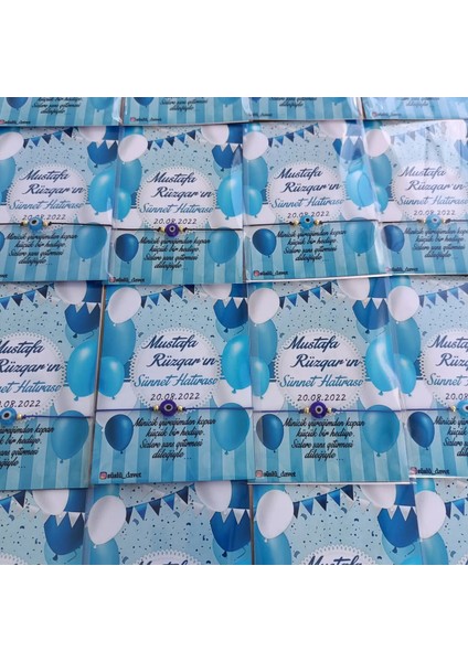 Kişiye Özel Kart Tasarımlı Nazar Boncuklu Bileklik Hediyeliği (Sünnet Hatırası) 50 Adet fiyatları
