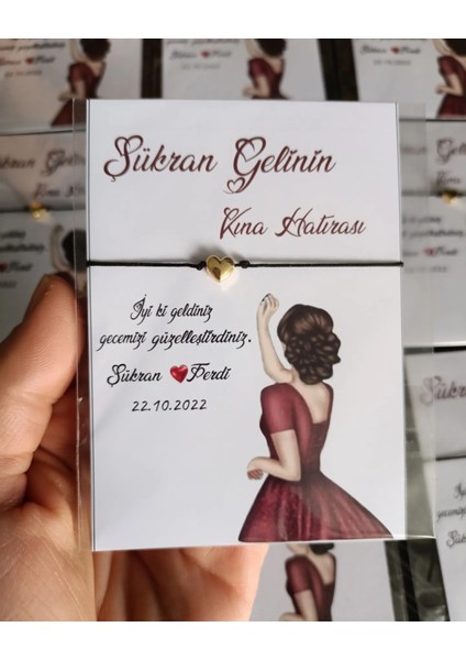 Kişiye Özel Kart Tasarımlı Kalp Şans Bileklik Hediyeliği (Söz,nişan,düğün,nikah,doğum,doğumgünü,bekarlığa Veda..) 50 Adet