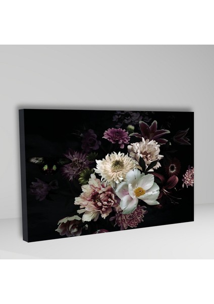 Tekli Yatay Kanvas Duvar Tablosu Mor Lila Çiçek Dizaynı fiyatları