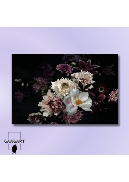 Tekli Yatay Kanvas Duvar Tablosu Mor Lila Çiçek Dizaynı modelleri