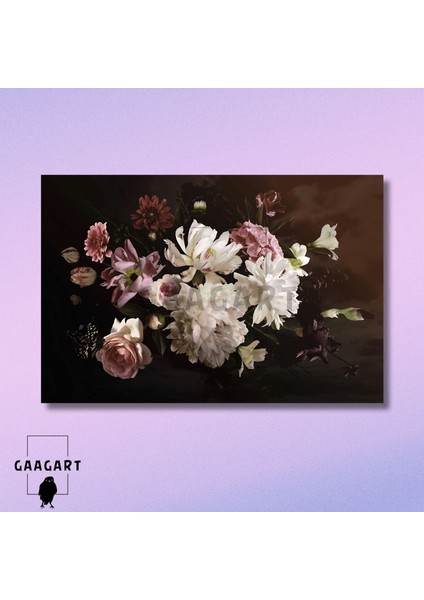 Tekli Yatay Kanvas Duvar Tablosu Siyah Kelebek Ve Çiçekler modelleri