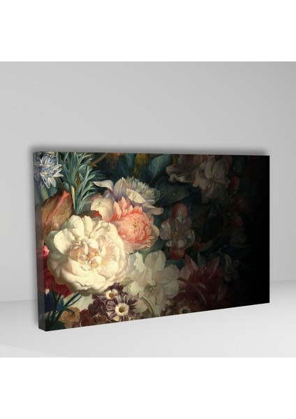 Tekli Yatay Kanvas Duvar Tablosu Siyah Ve Renkli Çiçek Tasarım fiyatları