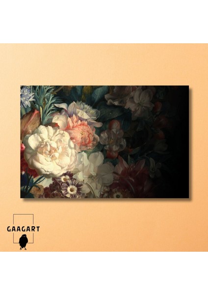 Tekli Yatay Kanvas Duvar Tablosu Siyah Ve Renkli Çiçek Tasarım modelleri