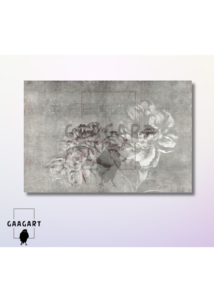 Tekli Yatay Kanvas Duvar Tablosu Dekorasyon Mavi Pembe Çiçek modelleri