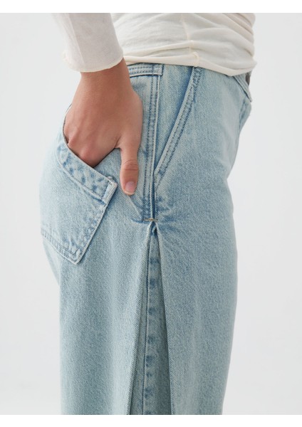 Yüksek Bel Wide Leg Jean Pantolon