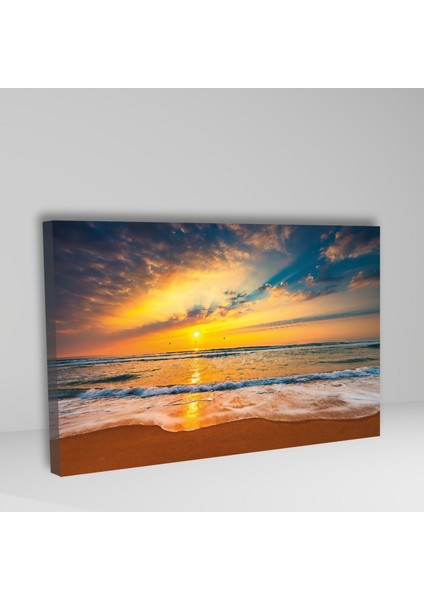 Tekli Yatay Kanvas Duvar Tablosu Bulutlar Ve Deniz Kıyısı fiyatları