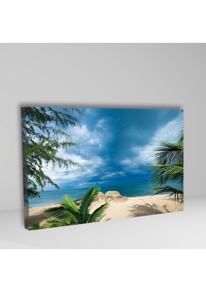 Tekli Yatay Kanvas Duvar Tablosu Kum Plaj Ve Deniz Kıyısı fiyatları