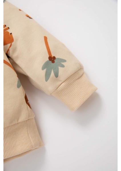 Erkek Bebek Bisiklet Yaka Baskılı Sweatshirt D2931A524AU