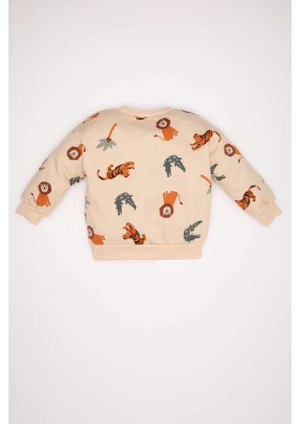 Erkek Bebek Bisiklet Yaka Baskılı Sweatshirt D2931A524AU