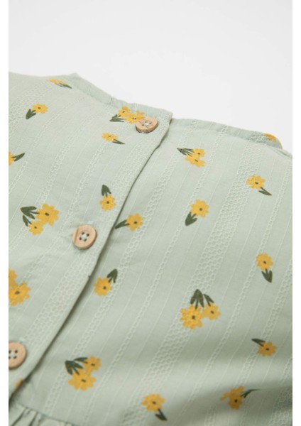 Kız Bebek Çiçek Desenli Volanlı Uzun Kollu Elbise D3697A524AU fırsatları