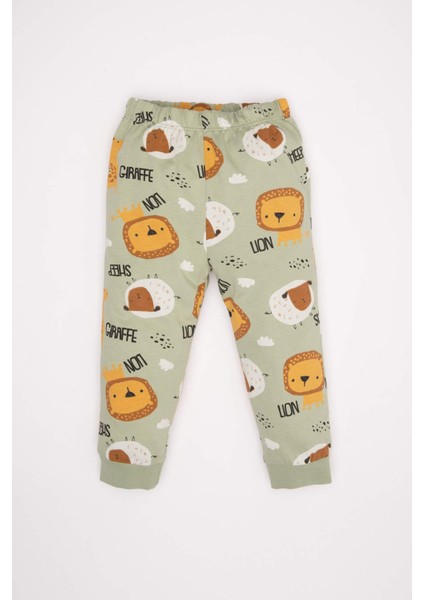 Erkek Bebek Pijama Takımı Penye Safari Desenli Uzun Kollu Üst Uzun Alt D3553A524WN