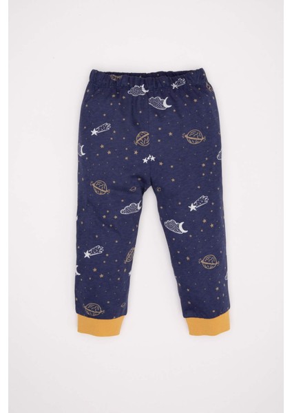 Erkek Bebek Pijama Takım Yıldız Desenli Penye Uzun Kollu Üst Beli Lastikli Uzun Alt D3554A524WN