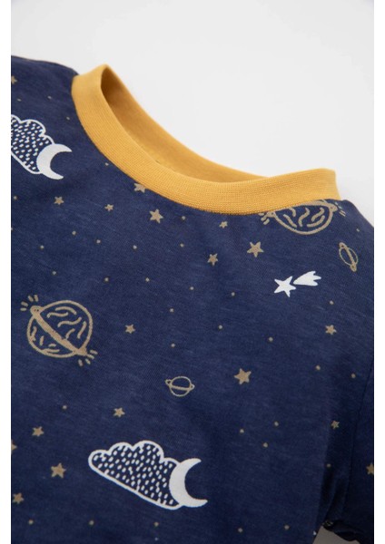 Erkek Bebek Pijama Takım Yıldız Desenli Penye Uzun Kollu Üst Beli Lastikli Uzun Alt D3554A524WN